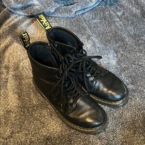 Dr. Martens Matte Black Leather Boots with Zippers